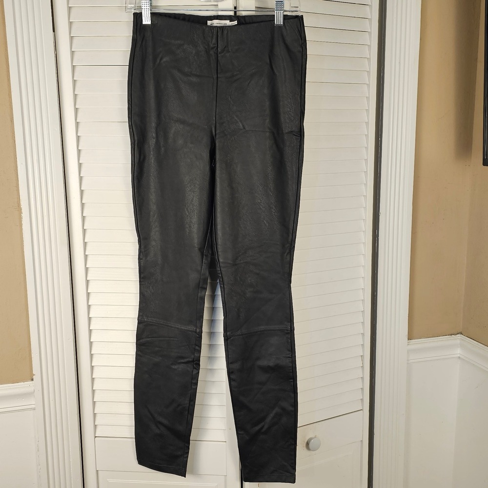 Good American Womens Black Better Than Faux‎ Leather Leggings Large